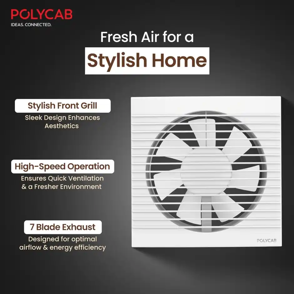 Fanora Freshner Axial Air Exhaust Fan, 150mm, High Speed, Noiseless, 100% Copper Winding, White - Image 4